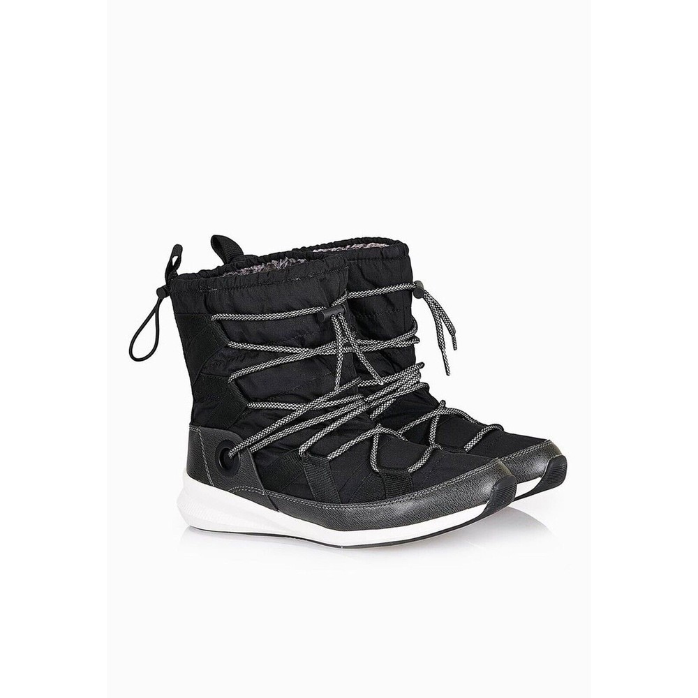 ALDO Mirinna Black Winter Sneaker Boots Faux Fur Cord Shoes Knit Womens Size 8.5